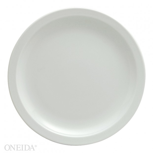 Plato llano redondo ala angosta porcelana 26.3 cm blanco brillante  - Oneida