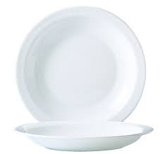 Plato Hondo Blanco Ala Angosta de Vidrio Templado, 22.5 cm - Hoteliere - Arcoroc