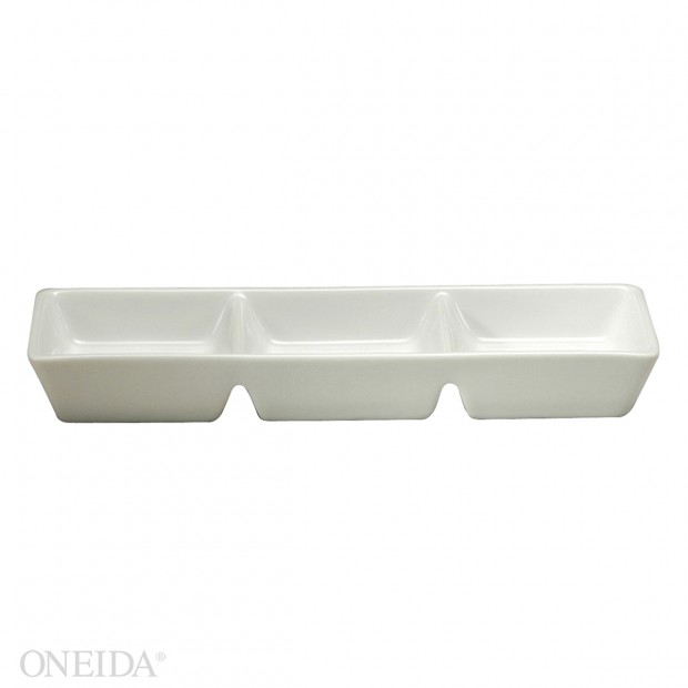 Plato rectangular 3 campos porcelana fina 18.3cm fusión  - Oneida