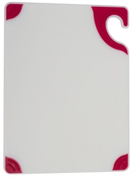 [CBGW152012RD] Tabla de corte de 15&quot; x 20&quot; blanca Saf-T-Grip con esquinas de color rojo - San Jamar