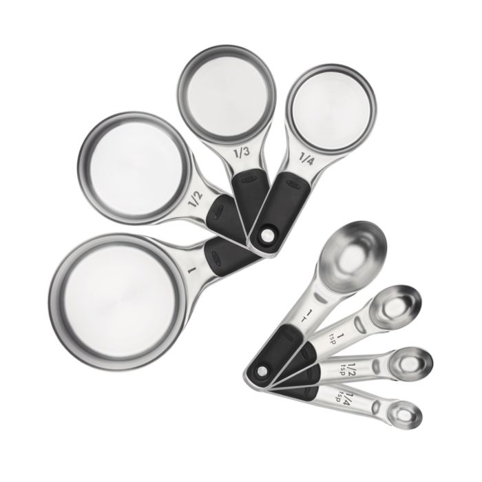 Juego de 8 piezas de tazas y cucharas medidoras en acero inoxidable - Oxo