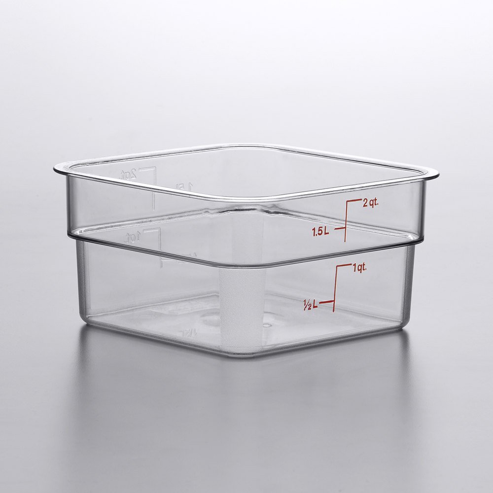 Recipiente cuadrado de almacenamiento de 2 qt. con tapa verde - Cambro