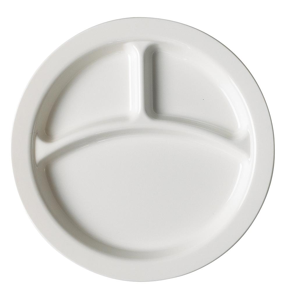 Plato 3 compartimientos policarb borde delgado 9" 22.8cm blanco - Cambro