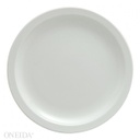 [F8000000150A-O] Plato llano redondo ala angosta porcelana 26.3 cm blanco brillante  - Oneida