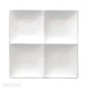 [F8010000946-O] Plato cuadrado 4 compartimentos porcelana 24.7cm blanco brillante  - Oneida