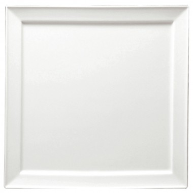 Plato cuadrado porcelana 29.7cm blanco brillante  - Oneida