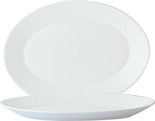 Plato Ovalado Blanco de Vidrio Templado Restaurante, 29.0 x 21.4 cm - Arcoroc