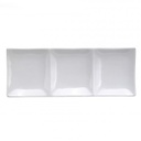 [F8010000895-O] Plato Rectangular 3 Compartimientos de Porcelana Fina Blanco Brillante, 30x12 cm - Oneida