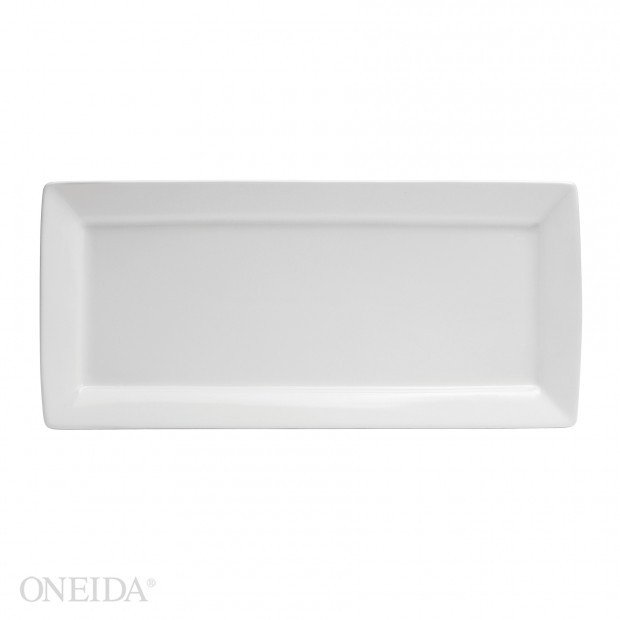 Plato Rectangular Europeo de Porcelana Fina Blanco Brillante, 36.8 cm - - Oneida
