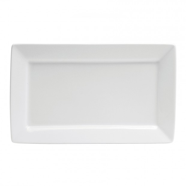 Plato Rectangular Europeo en Porcelana Blanco Brillante 29 cm - Oneida