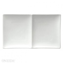 [F8010000893] Plato Rectangular 2 Compartimientos Blanco Brillante en Porcelana, 25.4 x 15.0 cm - Oneida