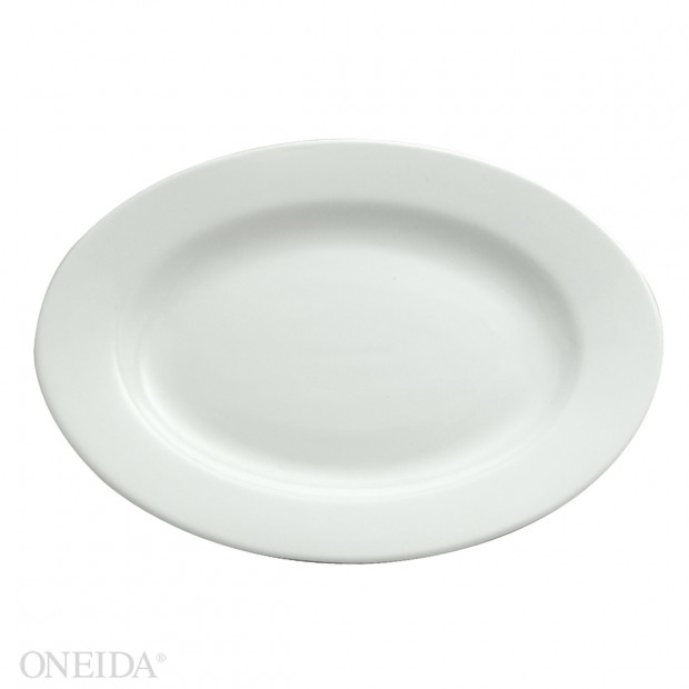 Plato ovalado blanco brillante ala ancha 37cm  - Oneida