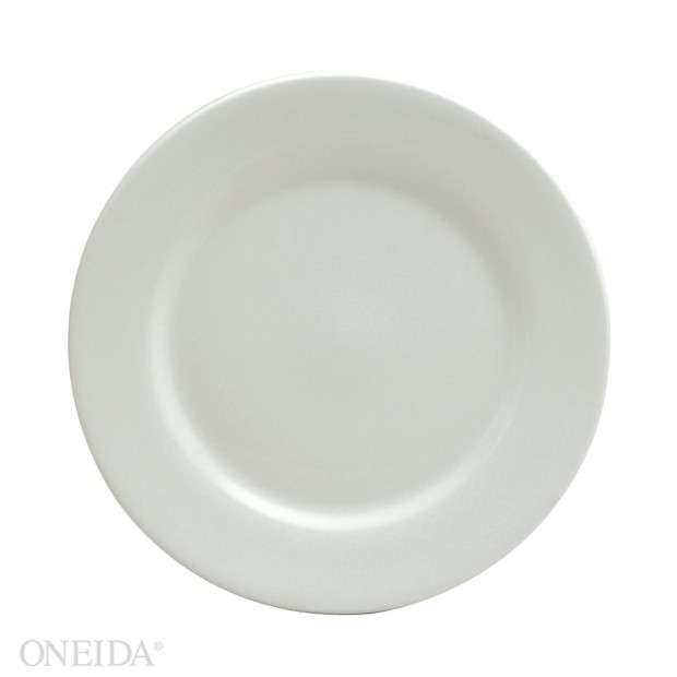 Plato redondo blanco brillante ala ancha 24cm  - Oneida