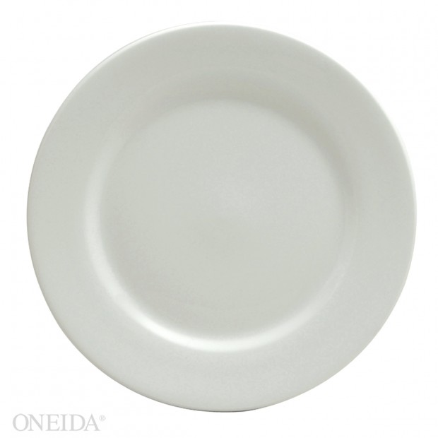 Plato redondo blanco brillante ala ancha 30cm  - Oneida