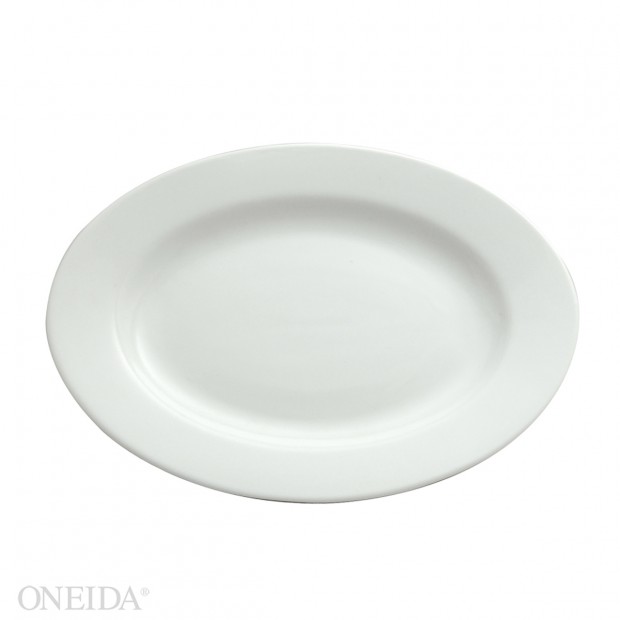 Plato ovalado blanco brillante borde delgado 25.4 cm  - Oneida