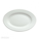 [R-448-0000-347-O] Plato ovalado blanco brillante borde delgado 25.4 cm  - Oneida