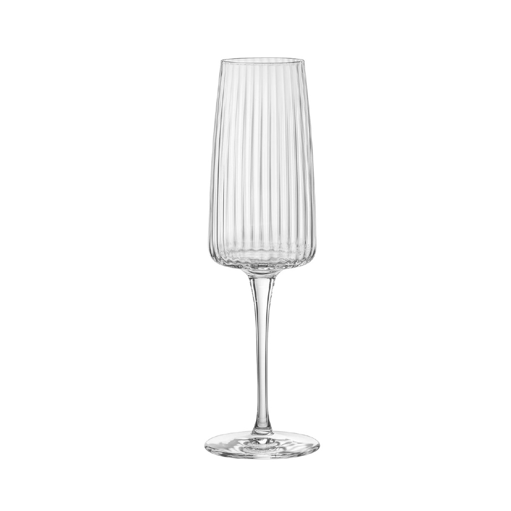 Copa Exclusiva Prosecco 8 1/2 oz | 255 ml - Alt 22,5cm Dim 4,75 cm Tipo de Vidrio Star Glass - Bormioli Rocco