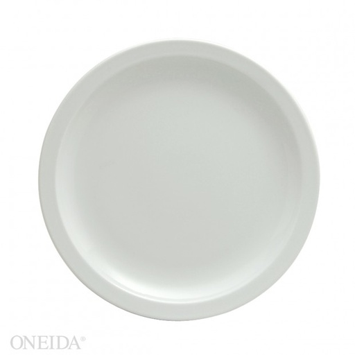 [F8000000143-O] Plato Llano Redondo Ala Angosta de Porcelana Blanco Brillante, 23.8 cm (Outlet) - Oneida