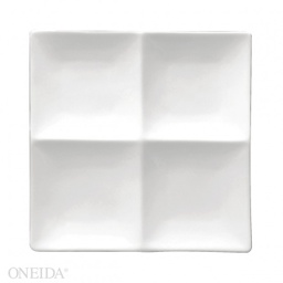 [F8010000946] Plato cuadrado 4 compartimentos porcelana 24.7cm blanco brillante  - Oneida