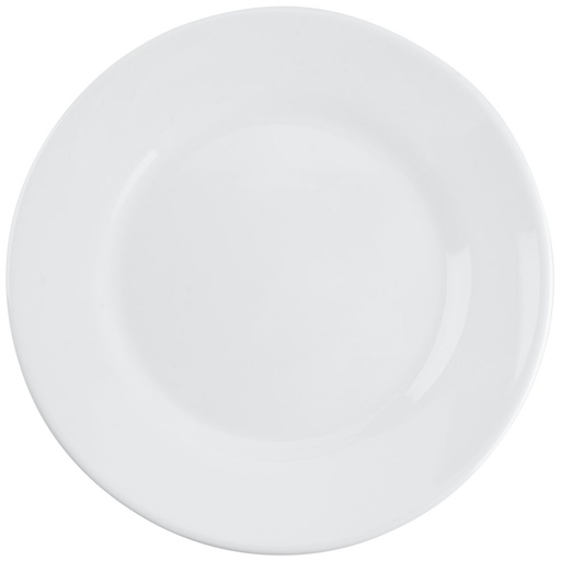 [P3972] Plato Llano Blanco de Vidrio Templado Restaurant, 25.2 cm - Arcoroc