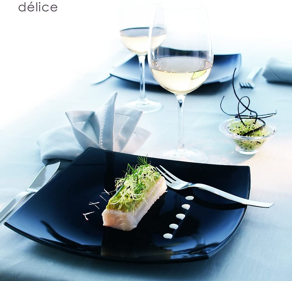 [C9867-O] Plato Postre Negro de Vidrio Templado Delice, 19 cm - Arcoroc