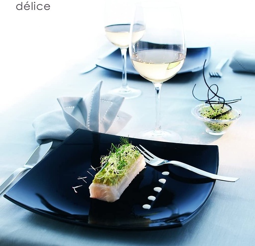 [C9867-O] Plato Postre Negro de Vidrio Templado Delice, 19 cm (Outlet) - Arcoroc