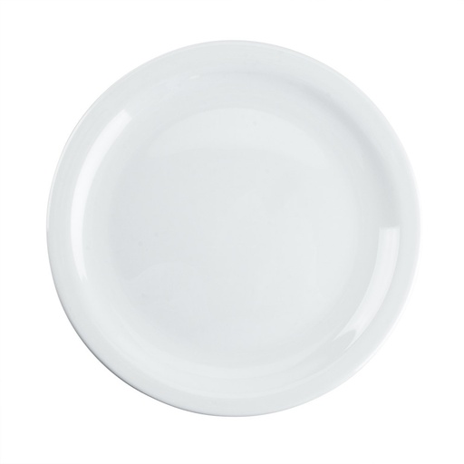 [N6393] Plato Llano Blanco Ala Angosta de Vidrio Templado, 25.8 cm-Hoteliere-Arcoroc