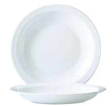 [57971] Plato Hondo Blanco Ala Angosta de Vidrio Templado, 22.5 cm - Hoteliere - Arcoroc