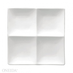 [F8010000945-O] Plato Cuadrado 4 compartimientos de Porcelana Blanca Brillante, 20.0 cm - Oneida