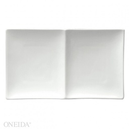 [F8010000893-O] Plato Rectangular 2 Compartimientos Blanco Brillante en Porcelana, 25.4 x 15.0 cm - Oneida