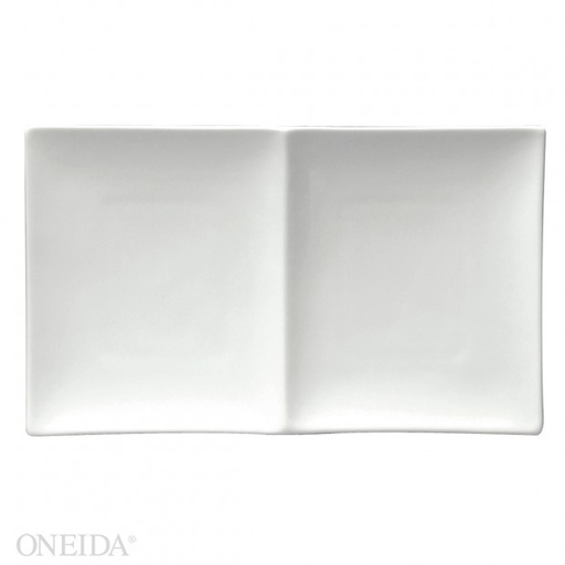 [F8010000893-O] Plato Rectangular 2 Compartimientos Blanco Brillante en Porcelana, 25.4 x 15.0 cm (Outlet) - Oneida