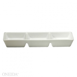 [R4020000945] Plato rectangular 3 campos porcelana fina 18.3cm fusión  - Oneida
