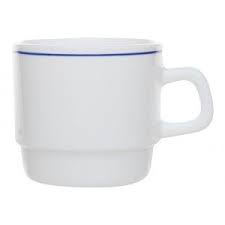 [25582-O] Taza Blanca de Vidrio Templado Filet Delft, 7 1/4 oz - Arcoroc