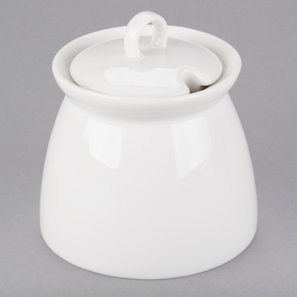 [R0916-O] Azucarera con Tapa de Porcelana Fina Appetizer 9 oz - Arcoroc