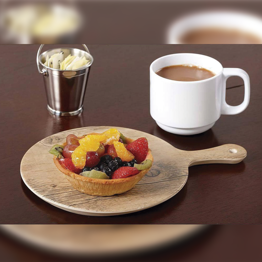 [SB-775-OW-O] Tabla de exhibición circular en melamina acabado madera de roble de 7.75" de diámetro con asa (Outlet) - GET 