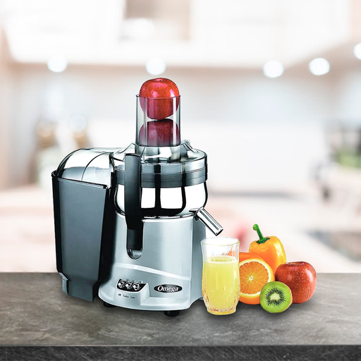 [OMG500S-O] Extractor de zumos cromado de boca amplia (Outlet) - Omega
